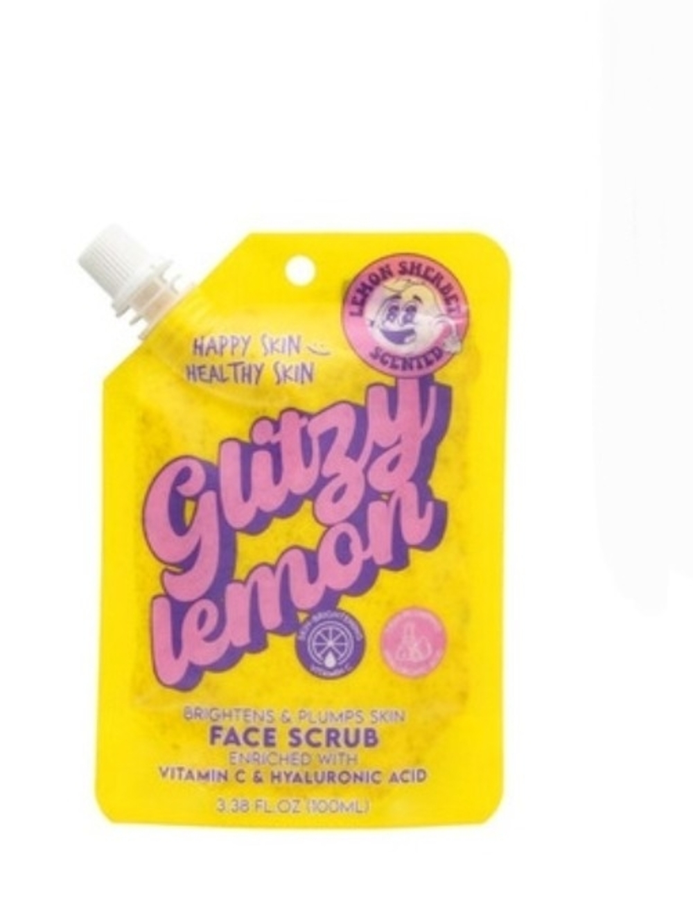 Happy Skin Glitzy Lemon Face Scrub (Hyaluronic Acid & Vitamin C) 3.38fl Oz BNIB